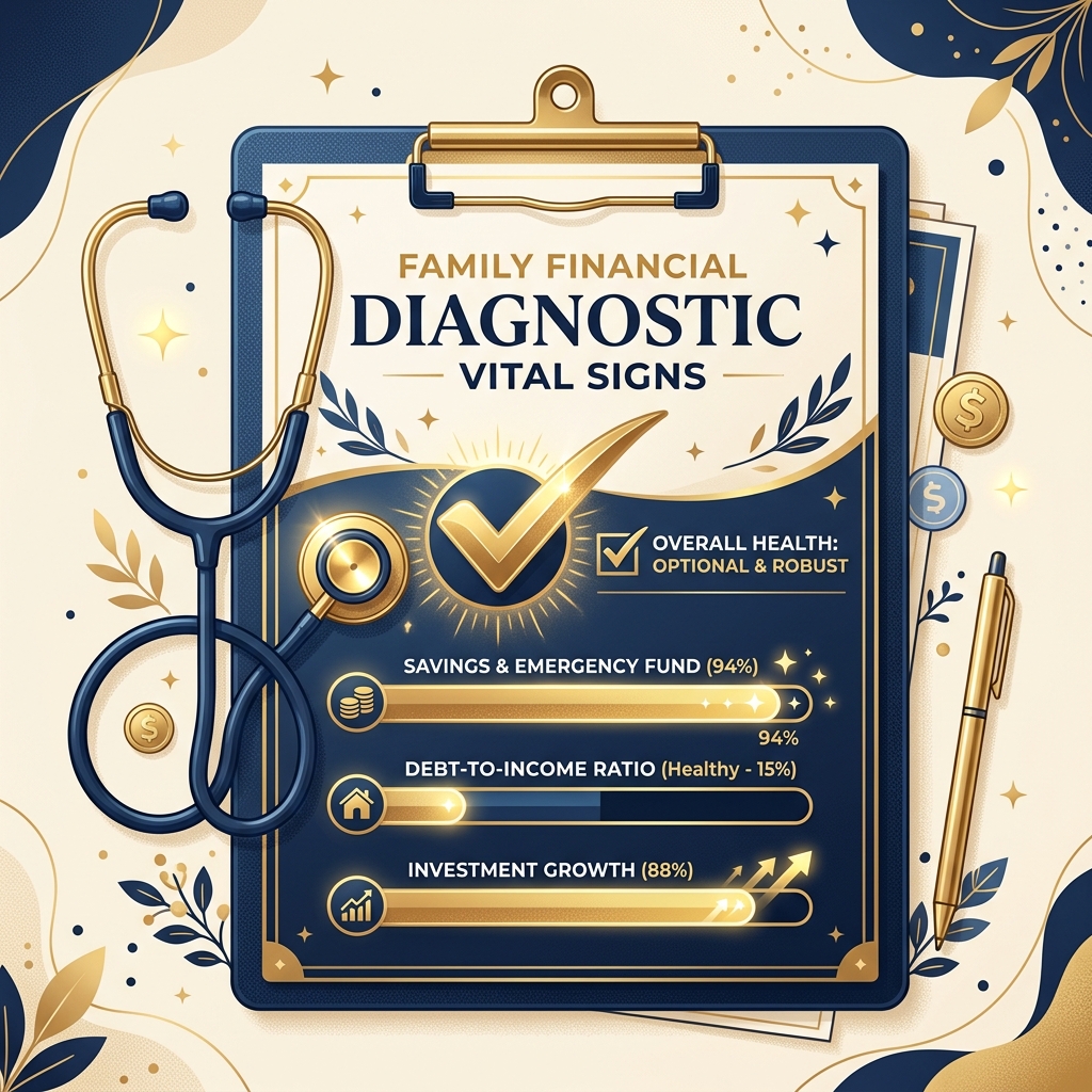 Stethoscope quấn quanh tấm khiên tài sản gia đình gold navy kiên cố - Nguyễn Ngọc Ưng
