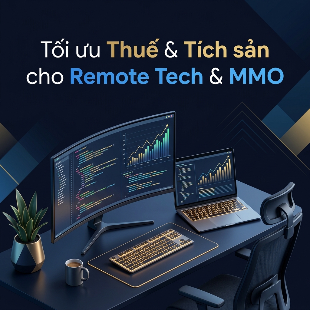 3D book cover cẩm nang Thuế & Tích sản Remote Tech - Nguyễn Ngọc Ưng