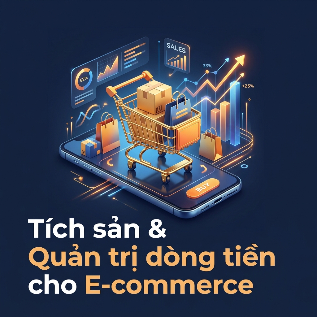 3D book cover cẩm nang Tích sản E-commerce & Tiểu thương - Nguyễn Ngọc Ưng
